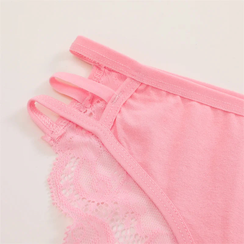 7PCS/Set Women Floral Lace Panties Sexy Low-Waist Briefs Female Hollow Out Breathable Underwear Cotton Soft Lingerie Solid Color