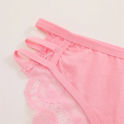 7PCS/Set Women Floral Lace Panties Sexy Low-Waist Briefs Female Hollow Out Breathable Underwear Cotton Soft Lingerie Solid Color