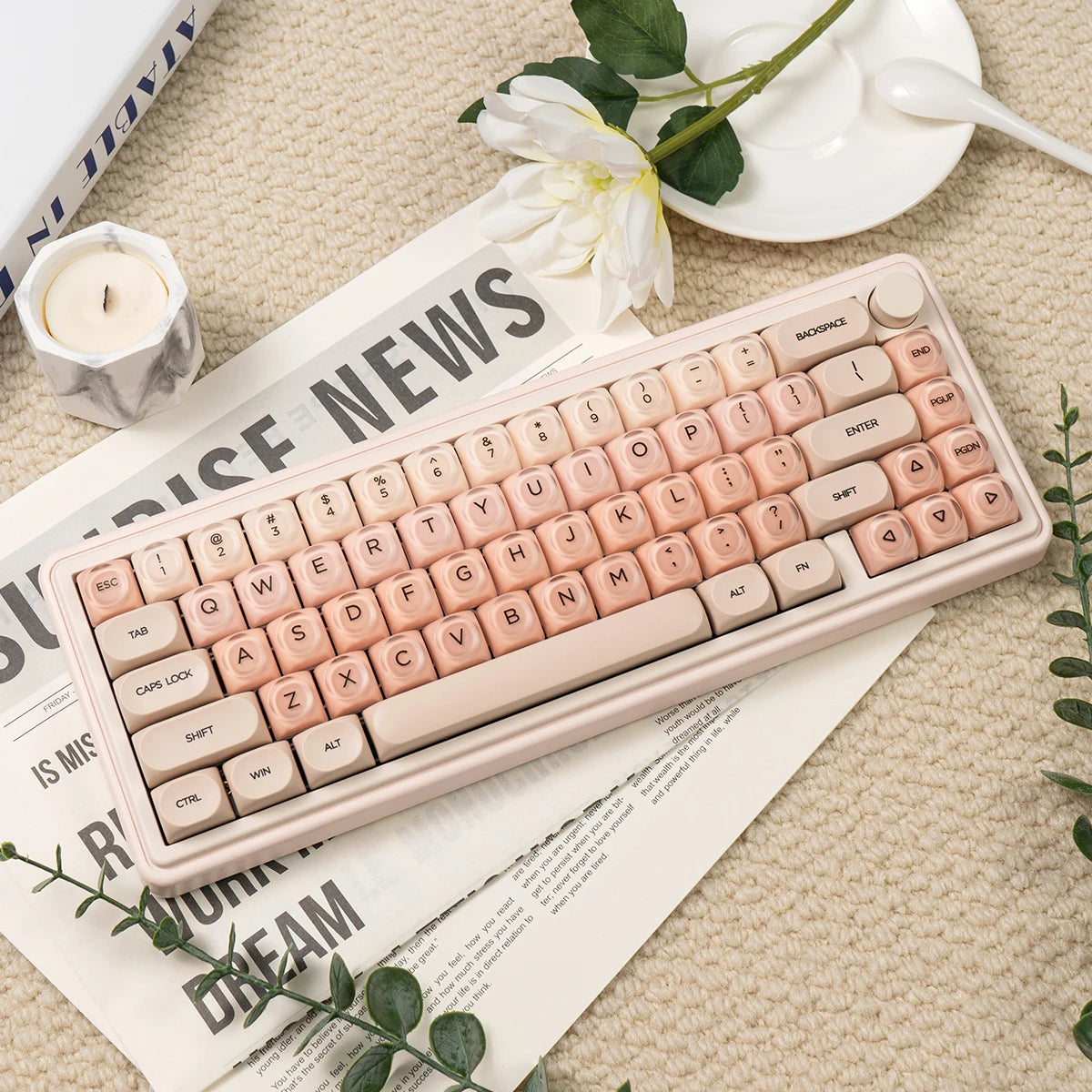 Stylish Beige Keyboard Keycaps