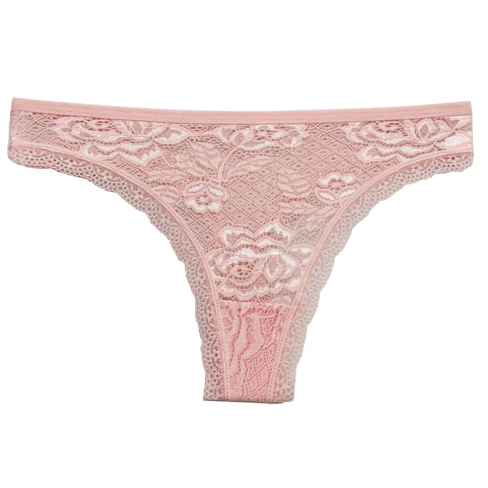 5 Pcs/Set Women's Underwear M-XL Sexy G-string Floral Transparent Female Underpants Lingerie Lace Thongs Woman Panties