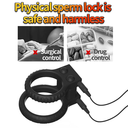 Electric Shock Male Penis Lock Cock Ring Erection Delay Ejaculation Electro Shock Penis Ring Reusable Ball Stretcher Sex Toys