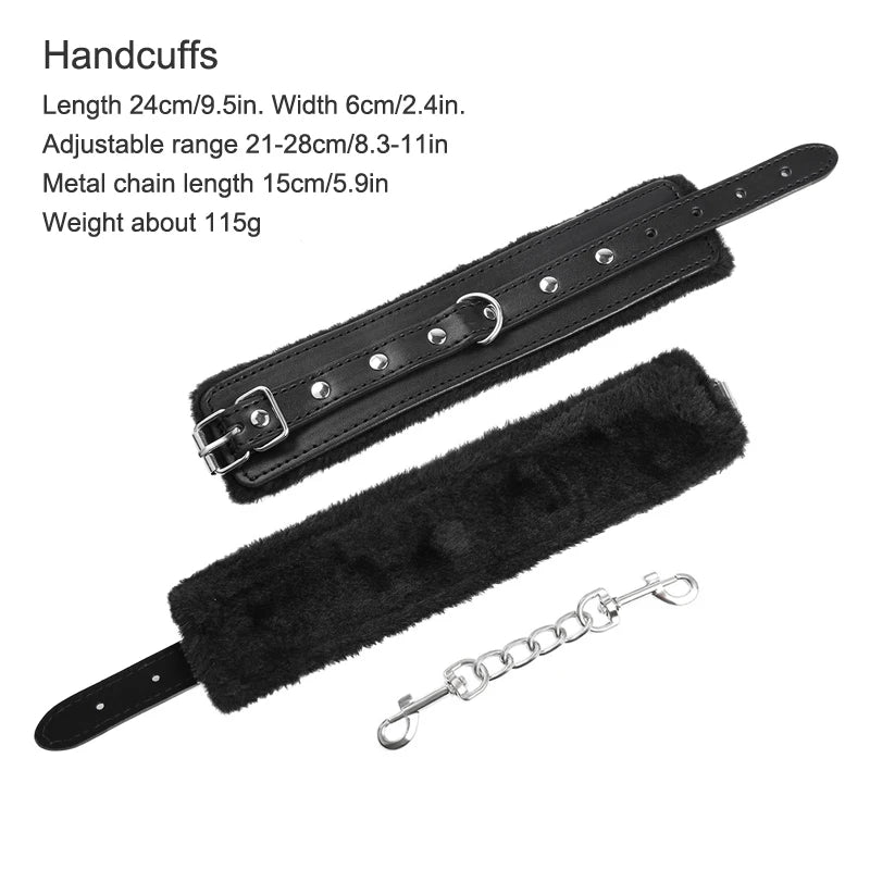 Plush-Lined Leather Wrist & Ankle Cuffs