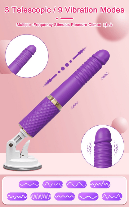 Thrusting Dildo Vibrator with Bracket Stand