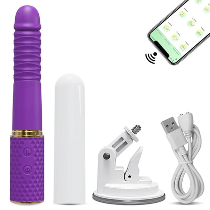Thrusting Dildo Vibrator with Bracket Stand