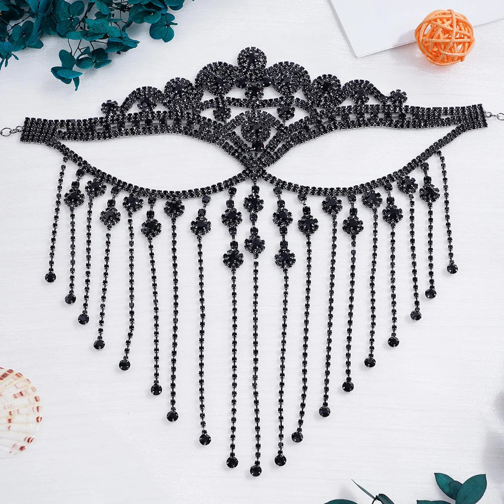 Crystal Tassel Masquerade Headwear Chain