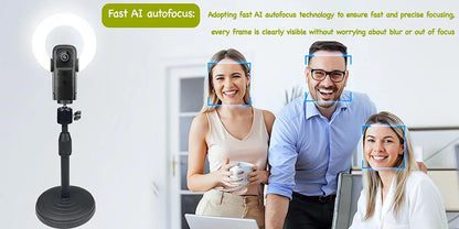 AI Autofocus 4K Webcam With Light