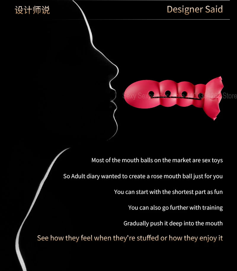 Silicone Open Mouth Gag with Adjustable Strap