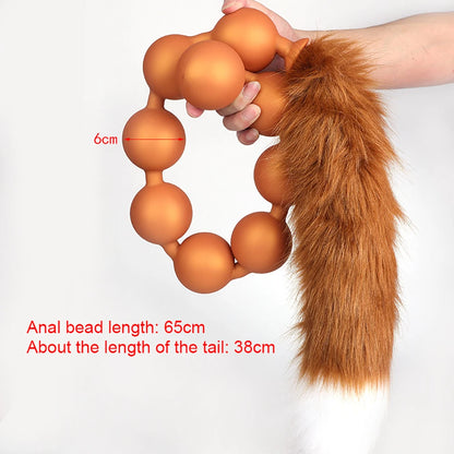 Huge 9 Ball Anal Plug Tail Sex Toys For Men Women Anal Dilator Soft Butt Plug with Tail Anal Beads Sex Party Erotic Toy Butplug