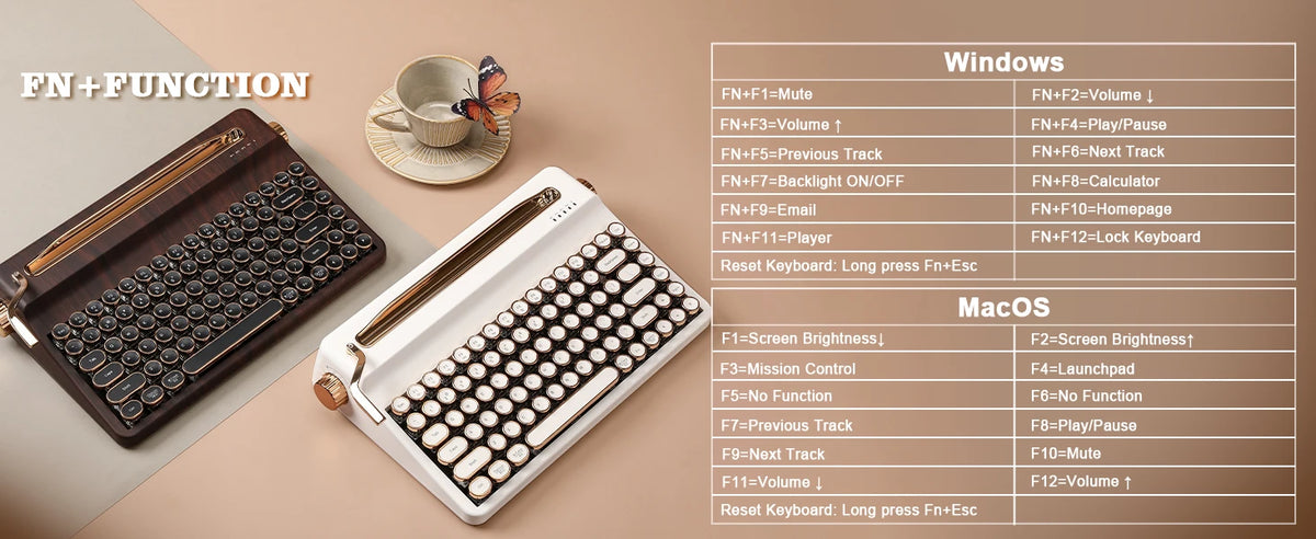 Creme Beige Premium Keyboard Golden