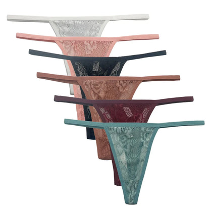 5 Pcs/Set Women's Underwear M-XL Sexy G-string Floral Transparent Female Underpants Lingerie Lace Thongs Woman Panties