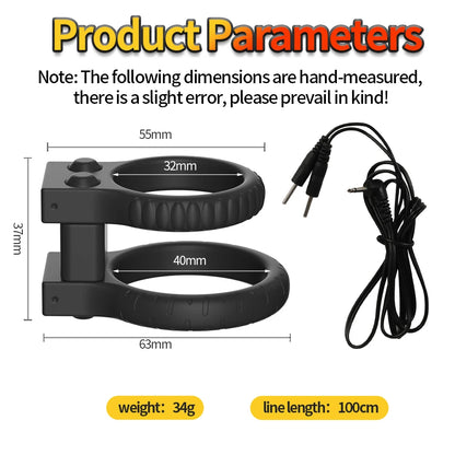 Electric Shock Male Penis Lock Cock Ring Erection Delay Ejaculation Electro Shock Penis Ring Reusable Ball Stretcher Sex Toys