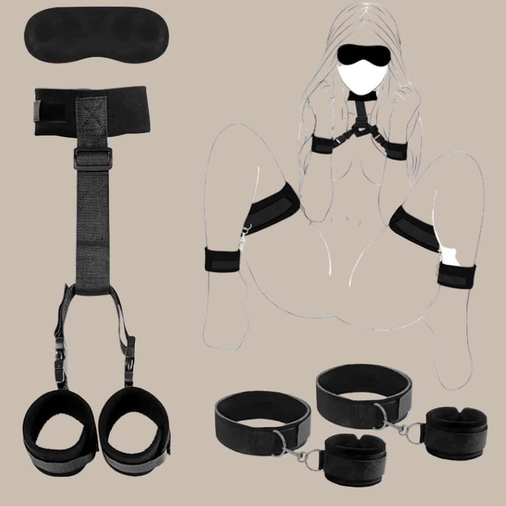 Leather Collar, Wrist & Ankle Restraint Set
