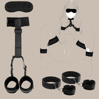 Leather Collar, Wrist & Ankle Restraint Set