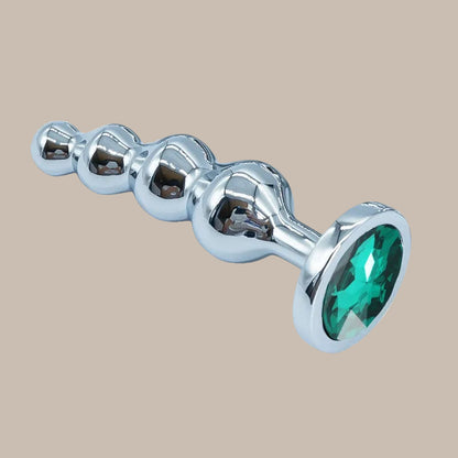 Premium Metal Anal Beads Pink Crysta