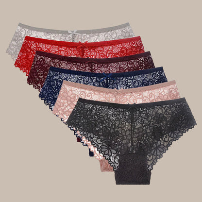 5 PCS/Set Mesh Briefs M-2XL Lace Panties Sexy Transparent Underwear Low Rise Panties Girls Intimates Lingeri