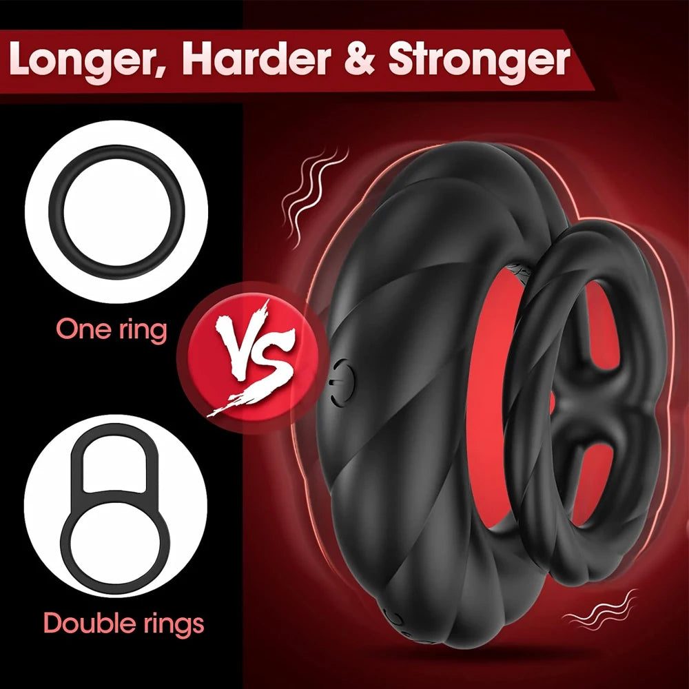 App Control Double Penis Ring Vibrator 10 Vibrations Cock Ring Penis Enhancer G spot Vibrator Mens Vibrator for Longer Erections