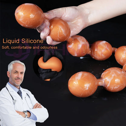 Extra-Long Soft Silicone Beaded Plug
