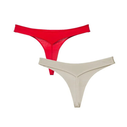 2 Pcs T-back Cotton Thong Underwear for Women Sports Ladies Seamless Panties Low Rise Solid Sexy Tanga