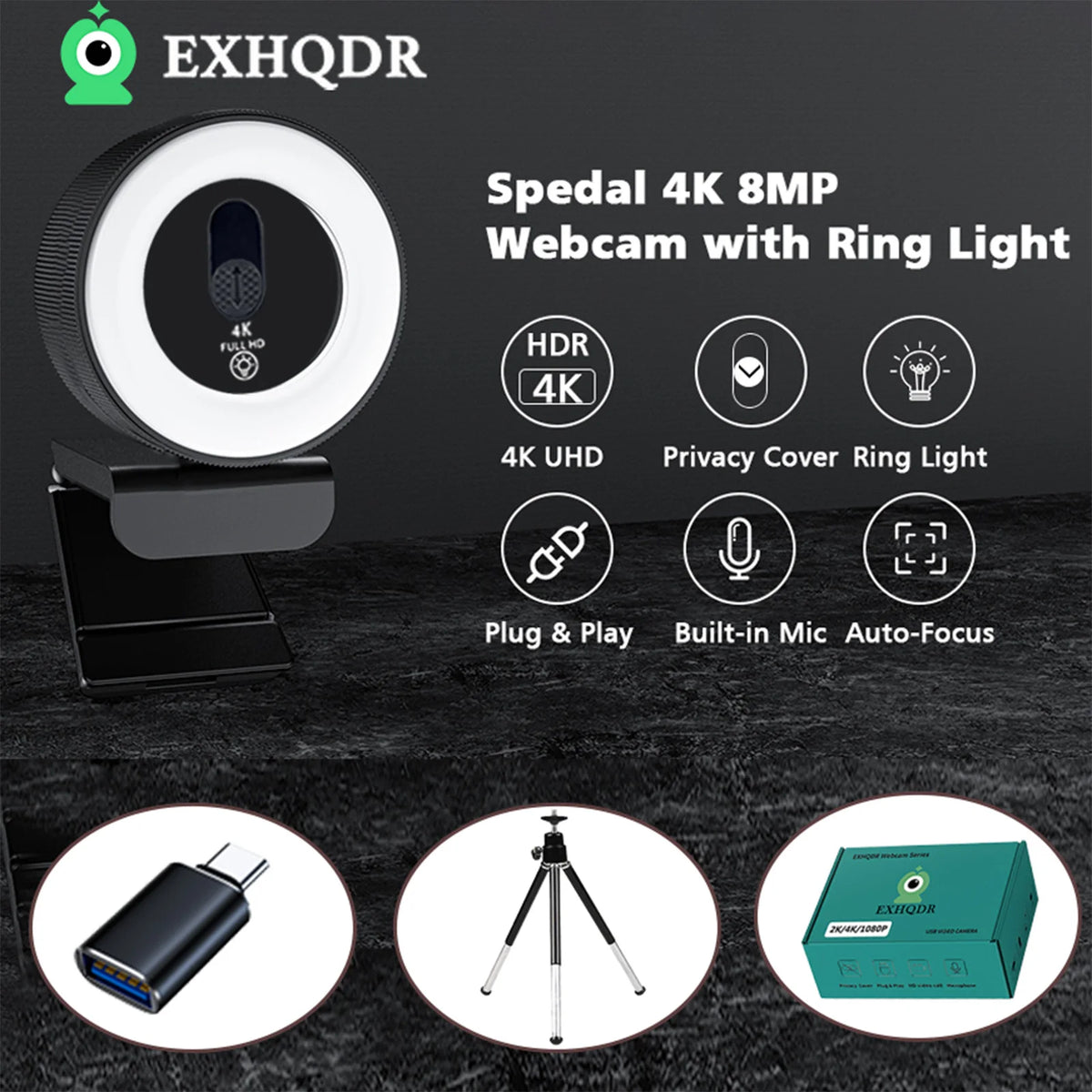 4K Streaming Ring Light Webcam