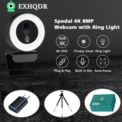 4K Streaming Ring Light Webcam