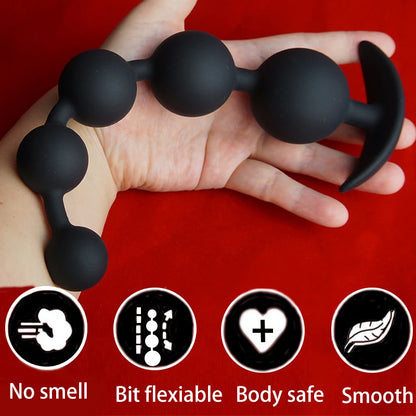 Silicone Anal Beads — 4 Smooth Balls 4 Colours