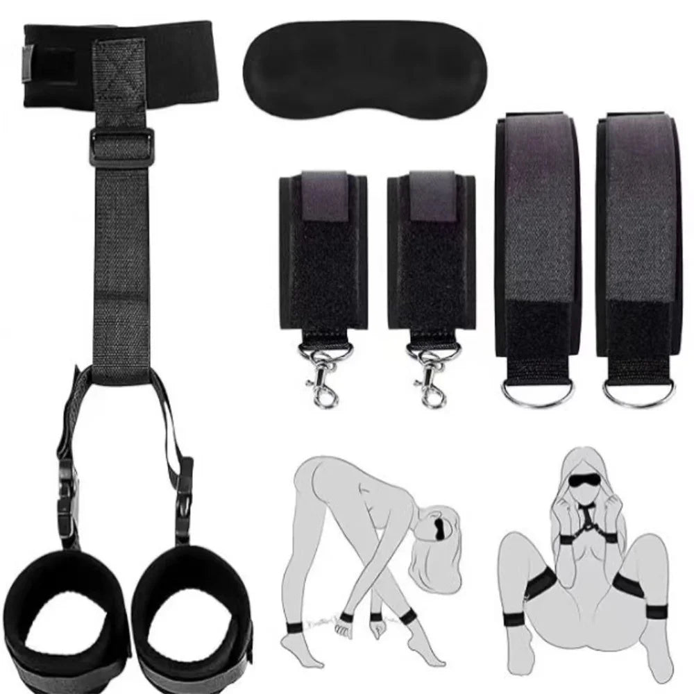 Leather Collar, Wrist & Ankle Restraint Set