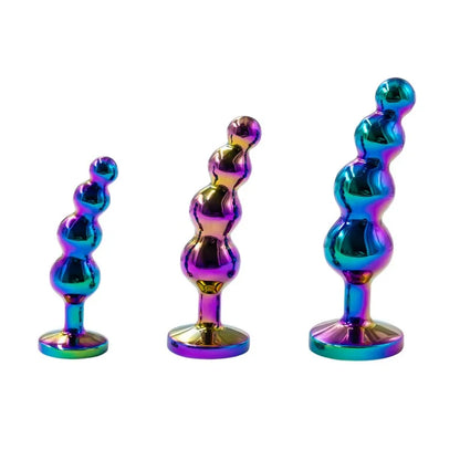Premium Metal Anal Beads Pink Crysta