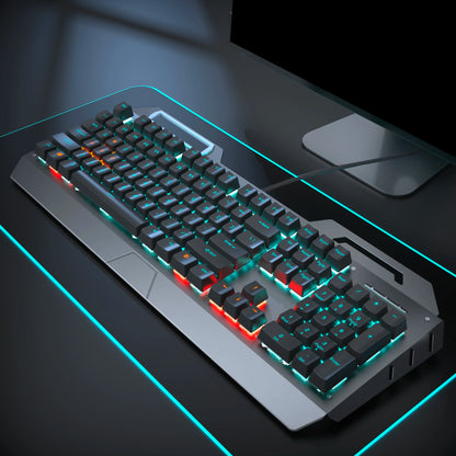 EWEADN Wired Mechanical Gaming Keyboard, Knob Blue Switch,104-Key,Ergonomic, Durable,Gaming/Typing, Laptops/PCs, Esports/Gaming