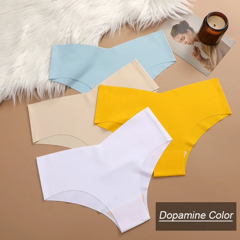 10PCS Seamless Women Panties V Waist Briefs Sexy Low Rise Underwear for Female Solid Color Ice Ultra Thin Breathable Lingere