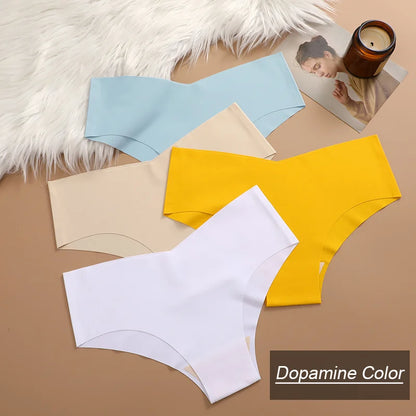 10PCS Seamless Women Panties V Waist Briefs Sexy Low Rise Underwear for Female Solid Color Ice Ultra Thin Breathable Lingere