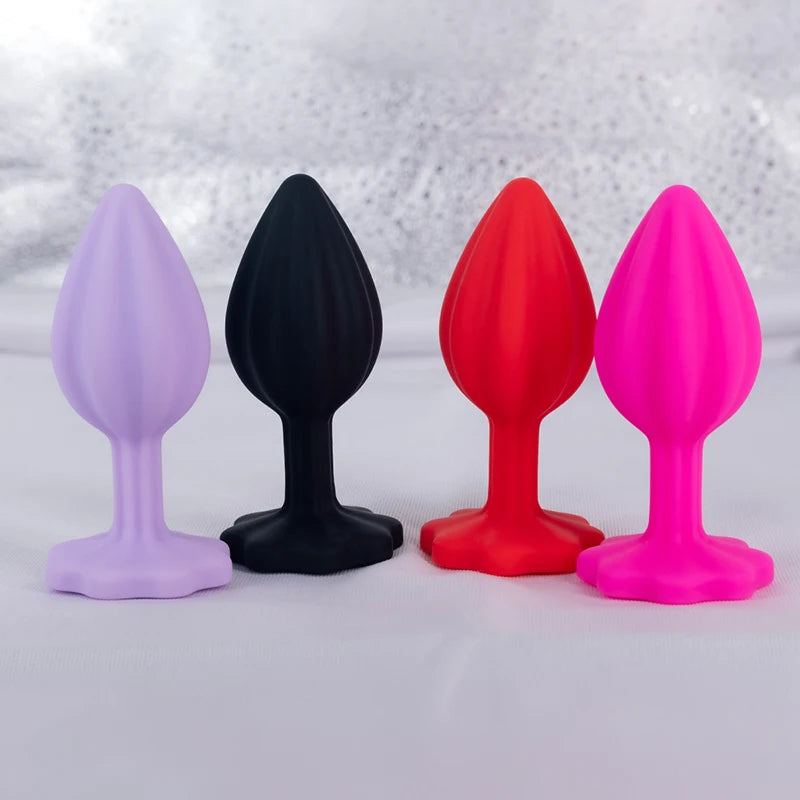 Silicone Anal Plug Plum Blossom Shaped Butt Plug Crystal Base Sex Toys For Woman Men Adult Games Anal Toys Unisex Adult Toys