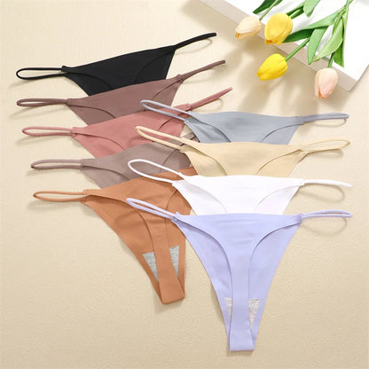 9PCS Seamless Panties Women's G-String Thongs Solid Color No Trace Underwear Female Low Rise Sexy Lingerie Comfortable Underpant
