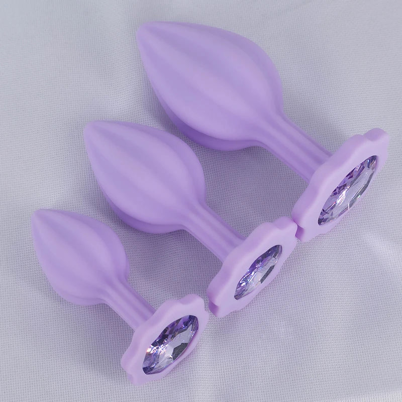 Silicone Anal Plug Plum Blossom Shaped Butt Plug Crystal Base Sex Toys For Woman Men Adult Games Anal Toys Unisex Adult Toys
