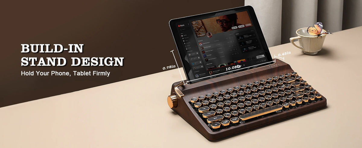 Creme Beige Premium Keyboard Golden