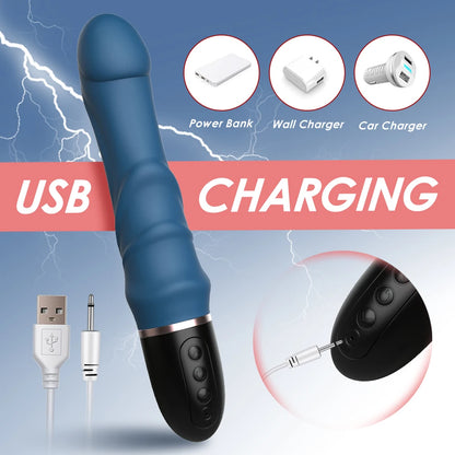 Powerful Silicone Thrusting Dildo Vibrator