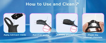 Vibrator Penis Sleeve Cock Ring Ejaculation Extender for Penis Testicles G Spot Stimulation Couples Adult Sex Toys for Men Women