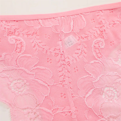 7PCS/Set Women Floral Lace Panties Sexy Low-Waist Briefs Female Hollow Out Breathable Underwear Cotton Soft Lingerie Solid Color