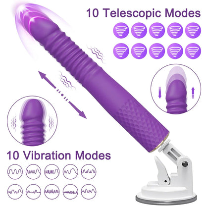 Thrusting Dildo Vibrator with Bracket Stand