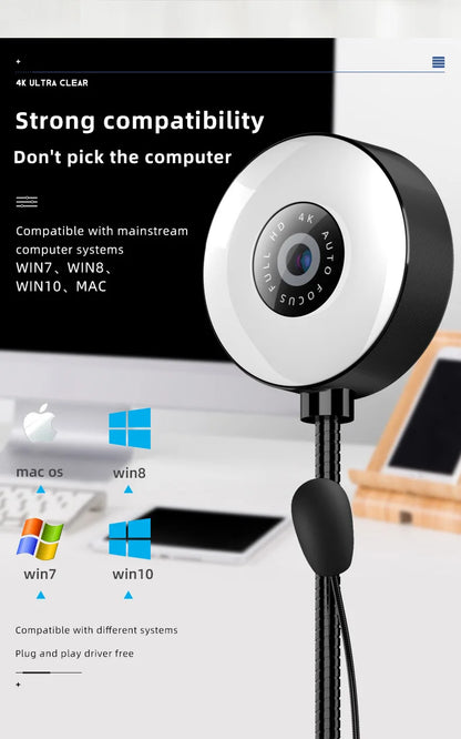 3-in-1 4K Webcam with Mic