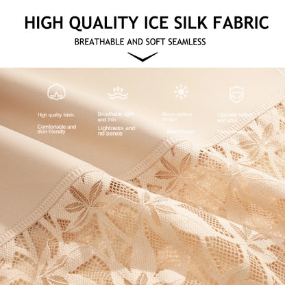4Pcs/Set Women's Seamless Panties Sexy Solid Color Lace Floral Legging Plus Size High Waist Shapewear Female Soft Cozy Lingerie