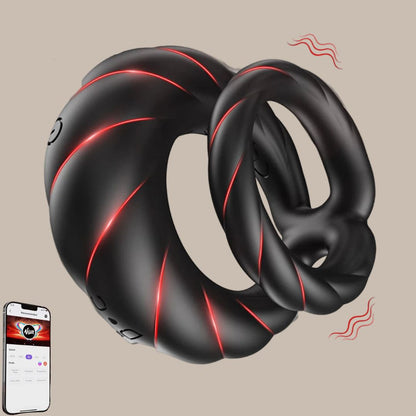 App Control Double Penis Ring Vibrator 10 Vibrations Cock Ring Penis Enhancer G spot Vibrator Mens Vibrator for Longer Erections