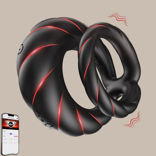 App Control Double Penis Ring Vibrator 10 Vibrations Cock Ring Penis Enhancer G spot Vibrator Mens Vibrator for Longer Erections
