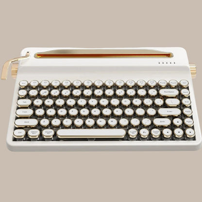 Creme Beige Premium Keyboard Golden