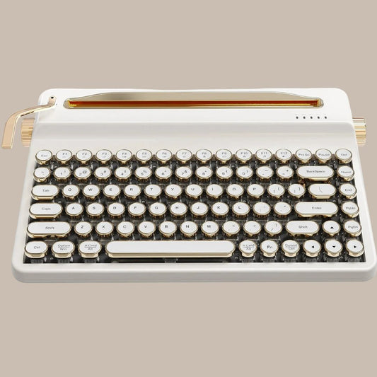Creme Beige Premium Keyboard Golden