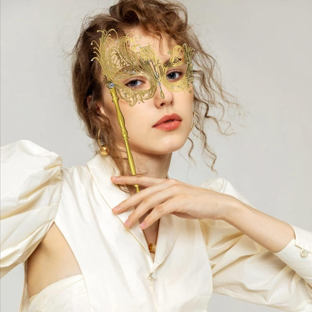 Shiny Metal Venetian Women's Mask
