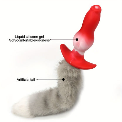 Sexy Anal Plug with Tail - Soft Silicone Butt Design for Adults, Wearable & Non-Electric, Perfect for Couples' Playtime