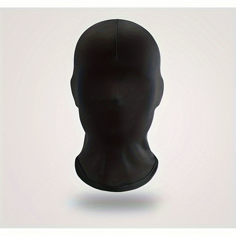 Sporty Black Lycra Full Face Mask - Perfect for Christmas Parties & Cosplay, Hand Washable