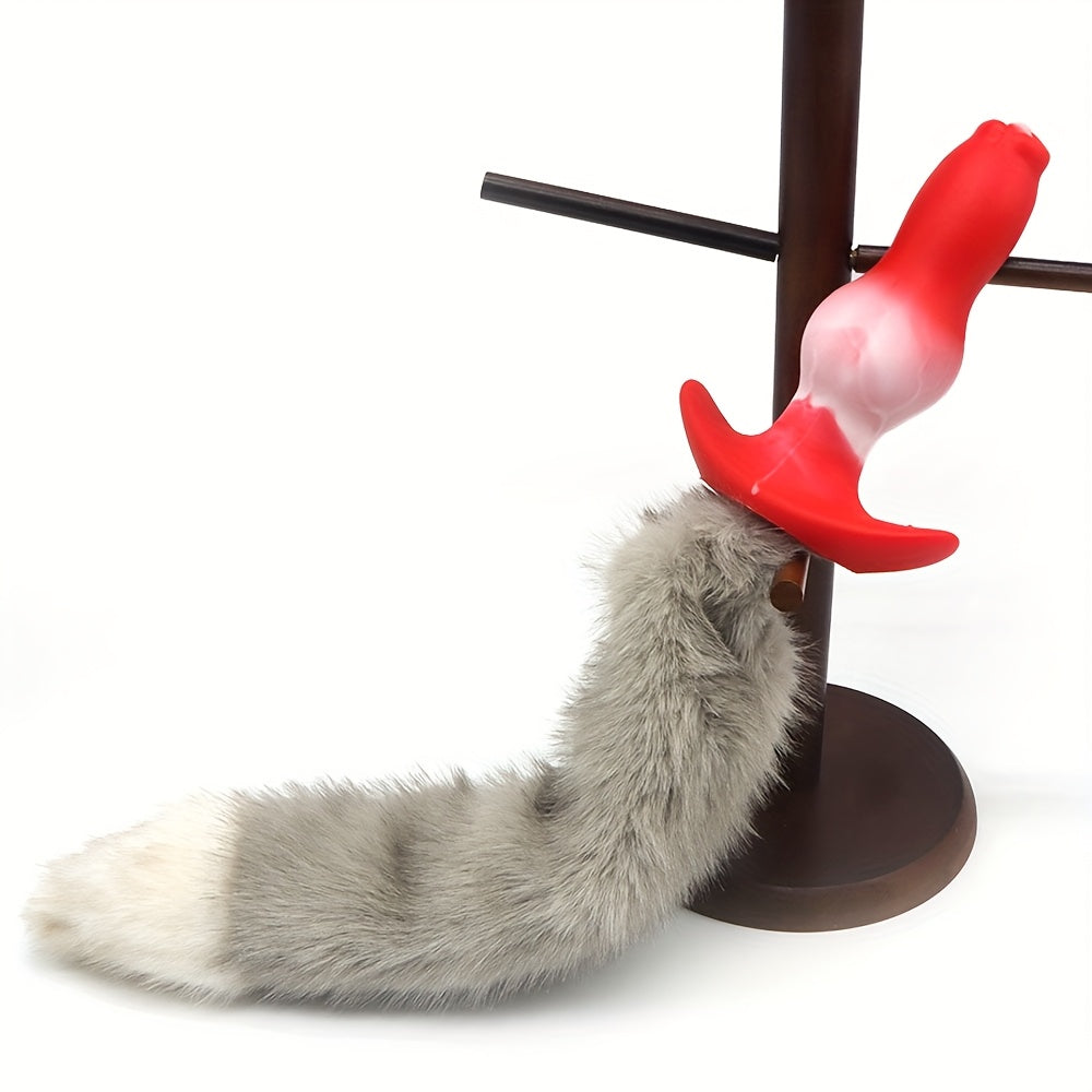 Sexy Anal Plug with Tail - Soft Silicone Butt Design for Adults, Wearable & Non-Electric, Perfect for Couples' Playtime