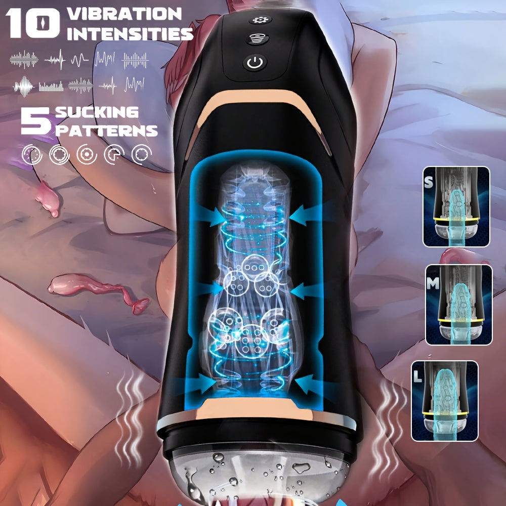 Automatic Male Stroker Cup — 10 Vibration 5 Suction Modes