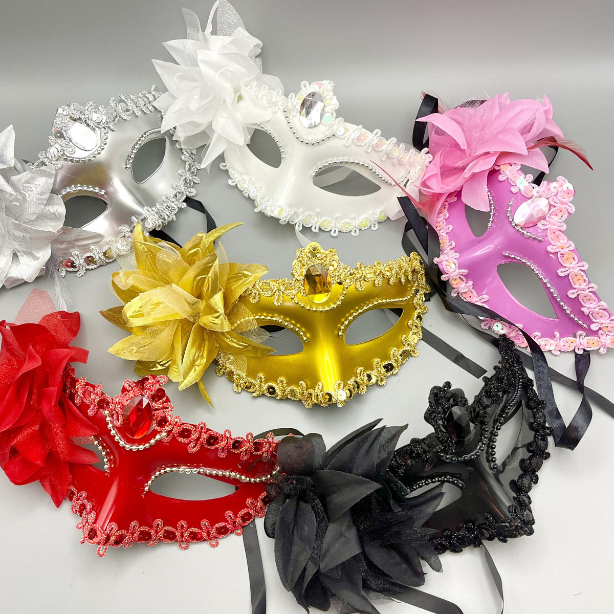Lily Flower Rhinestone Half-Face Mask